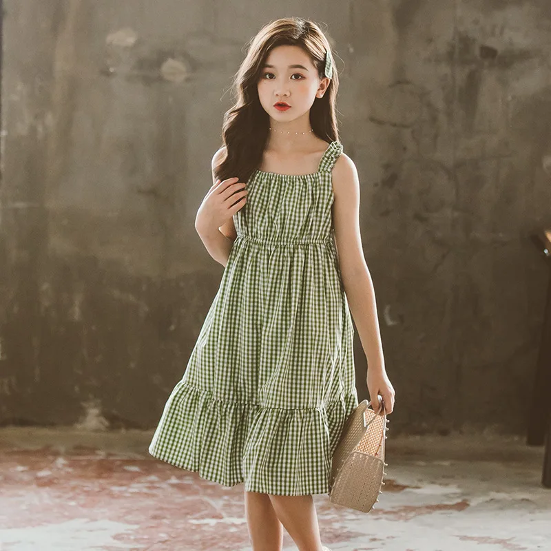 

Teenage Dress For Girls 2020 Summer Dresses Kids Clothes Fashion Green Children's Dress Teen Girl Clothing 5 7 9 11 13 15 Years