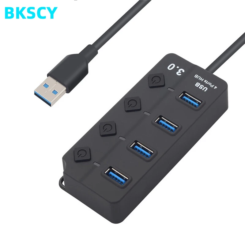 Bkscy usb хаб 3 0 4 портовый Высокоскоростной USB сплиттер с независимым переключателем