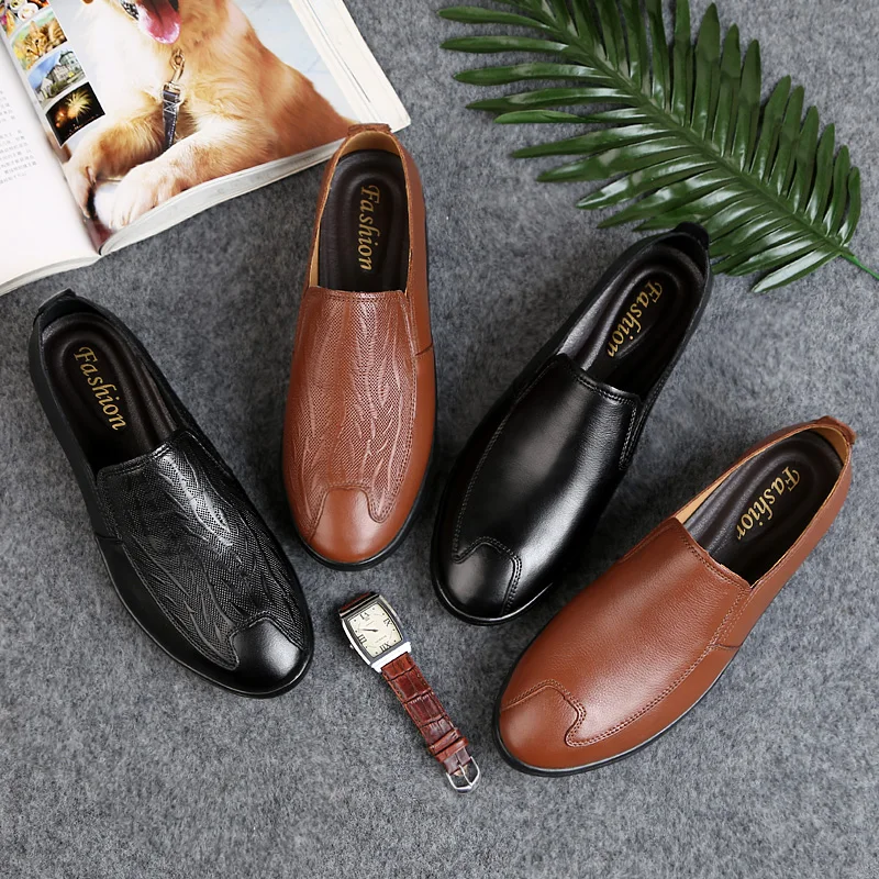 

Men Shoes Leather Casual Men Winter Genuine Leather Shoes Breathable Comfortable for Male Footear Loafers Male Flat Hombre *2088