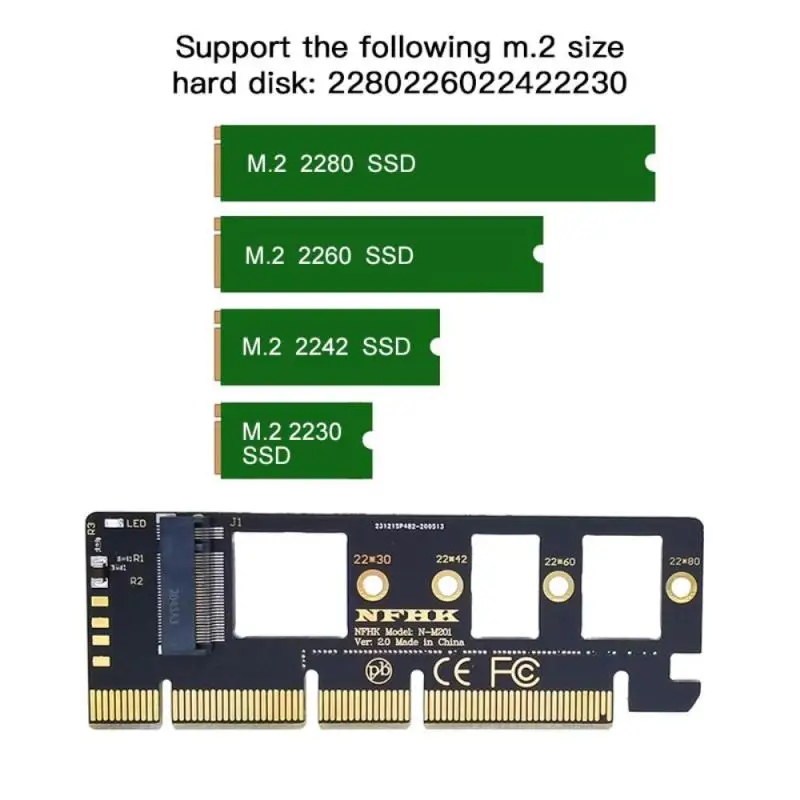 

1PC Nvme M.2 NGFF Adapter SSD To PCIe Card M2 Key M Driver With Silicone Cooling Pad Hard Drive Adapter Sup PCIe X1x4x16 Slot