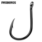 Рыболовный крючок PROBEROS для морской воды, 200 шт., черный цвет, Высокоуглеродистая сталь Iseama с кольцевым крючком, высокая прочность 3 #-15 #, одиночные крючки