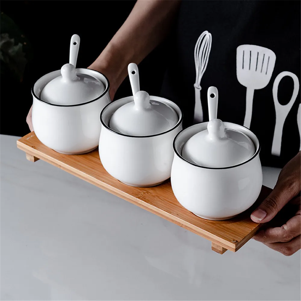 Керамическая банка для приправ бутылка оливкового масла сахарница деревянная