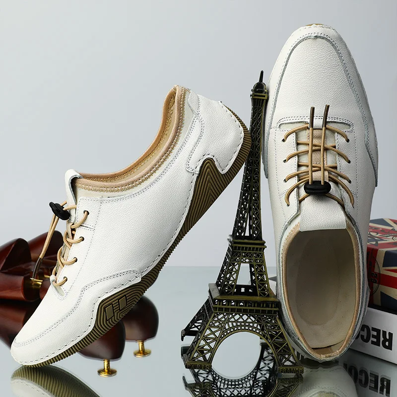 Jual Sepatu Kasual Fashion 2021 Untuk Pria Sneakers Kasual Remaja Pria Tali Elastis Sepatu Jalan Kulit Asli Sepatu Flat Pria Dapat Dipakai
