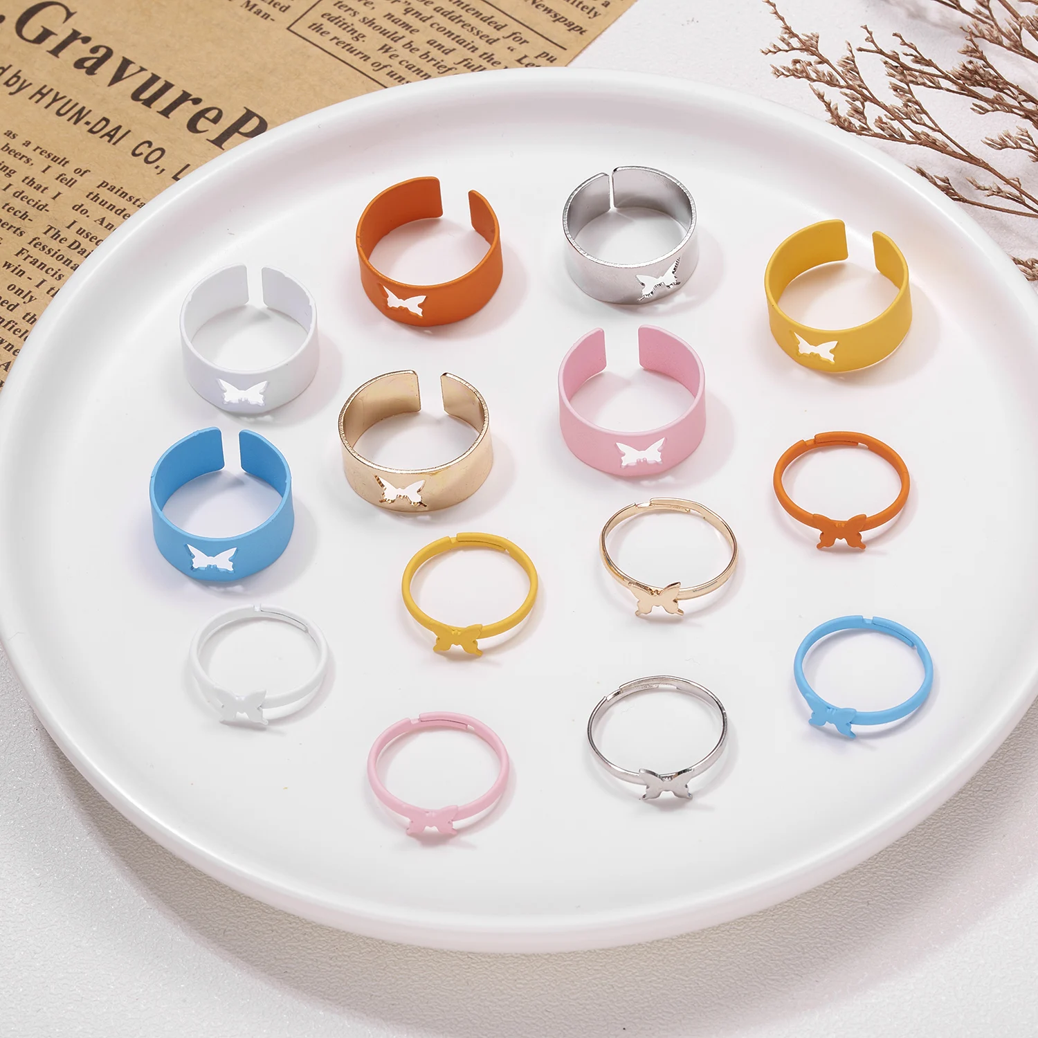 

Butterfly Opening Resizable Rings Set Open Adjustable Ring Jewelry For Couple Lover Women Men Lady Girl Boy Male Female Gift