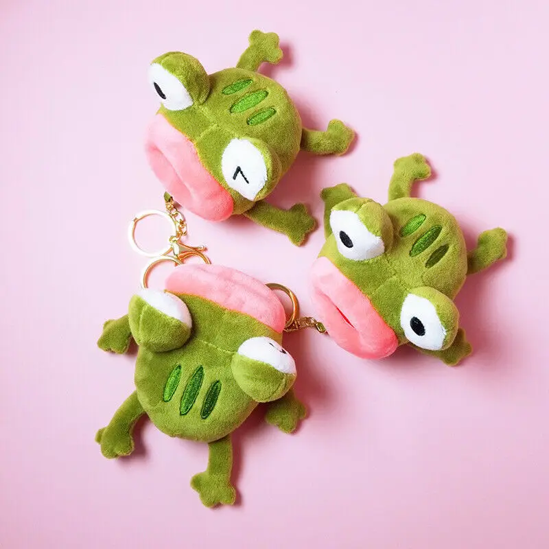 Новинка 2020 Милый мультяшный большой рот лягушка плюшевый брелок пушистые