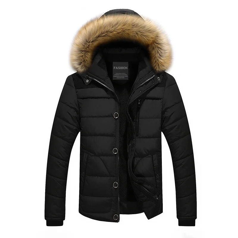 

Winter Jacket Male -25 'C Thicken Thermal Cotton Parka Coats Mens Casual Faux Fur Collar Hoodies Jackets Mens Plus Size S-5XL