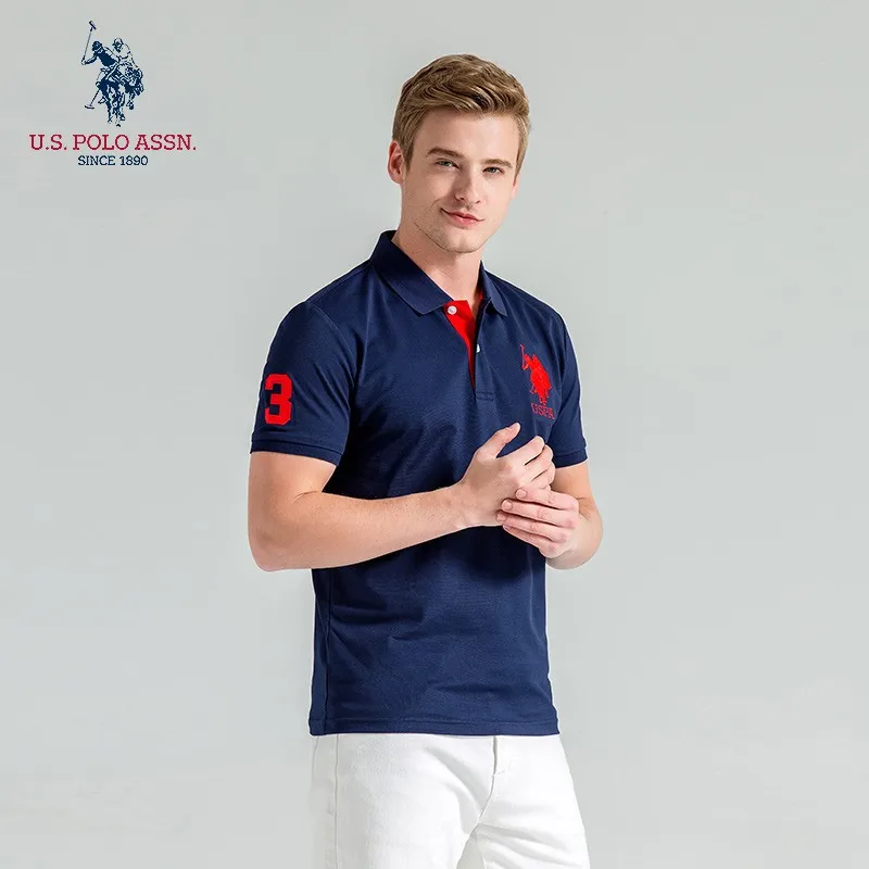 США POLO ASSN Новинка 3 цвета Классическая мужская рубашка с коротким рукавом