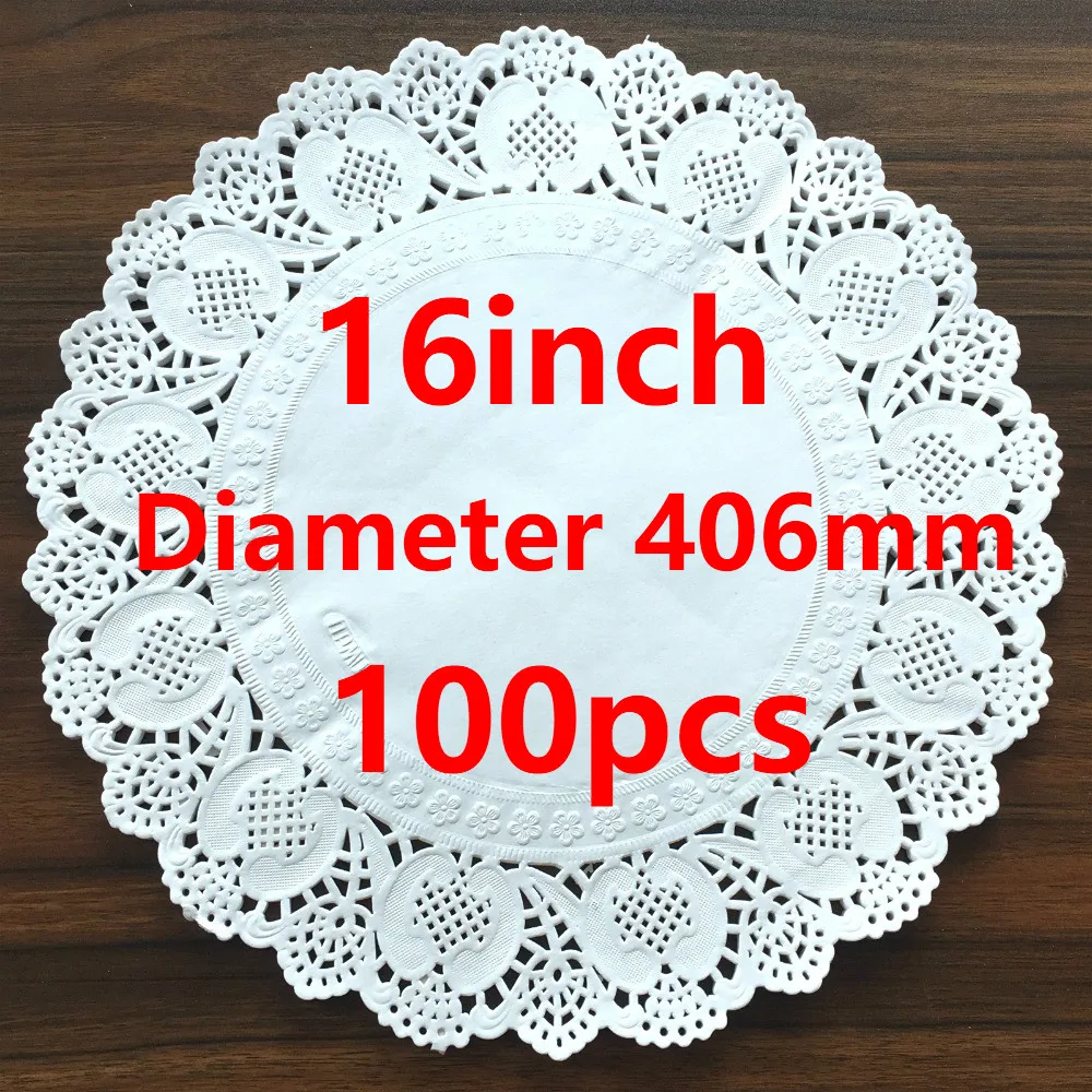 

100Pcs 16inch White Diameter 406mm Round Lace Paper Big Doilies Craft Coasters Placemat Wedding Christmas Table Decoration