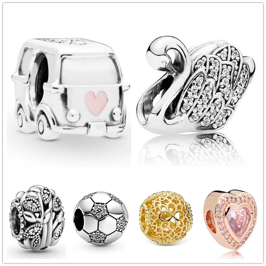 

Authentic 925 Sterling Silver Sparkling Football With Crystal Charm Beads Fit Pandora Bracelet & Necklace Jewelry