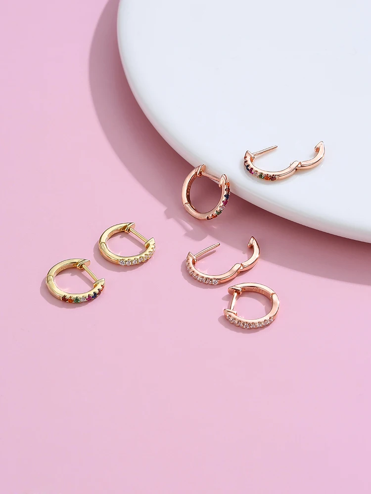 

CFK 925 Sterling Zilver Hoop Earring Voor Vrouwen Romantische Kleuren 5A Clear Zirconia Kleine Oorbellen Bruiloft Fijne Sieraden