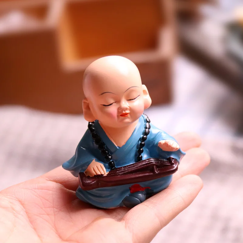 BAIUFOR милый маленький Монах Будда Maitreya фэн-шуй фигурки зеленых растений рокеры
