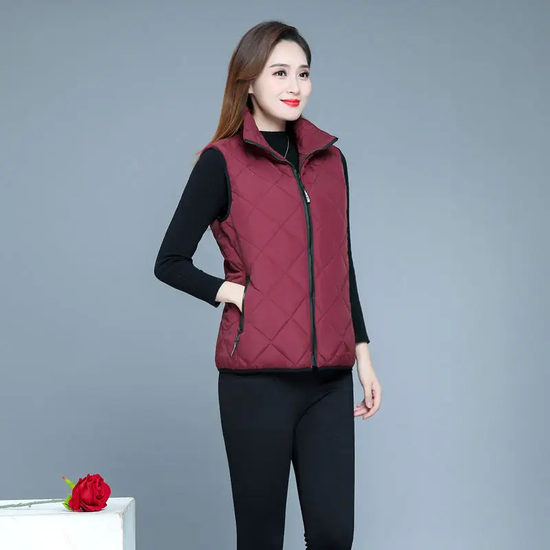 

Women 2020 Autumn Winter Casual Sleeveless Vest Female Warm Plus Size Down Cotton Waistcoat Ladies Mandarin Collar Vests J34
