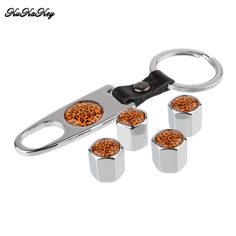 4pcs Leopard Print Car Tire Valve Caps with Keychain Motorcycle Bicycle Wheel Air Cap for Porsche Cayenne 911 996 | Автомобили и