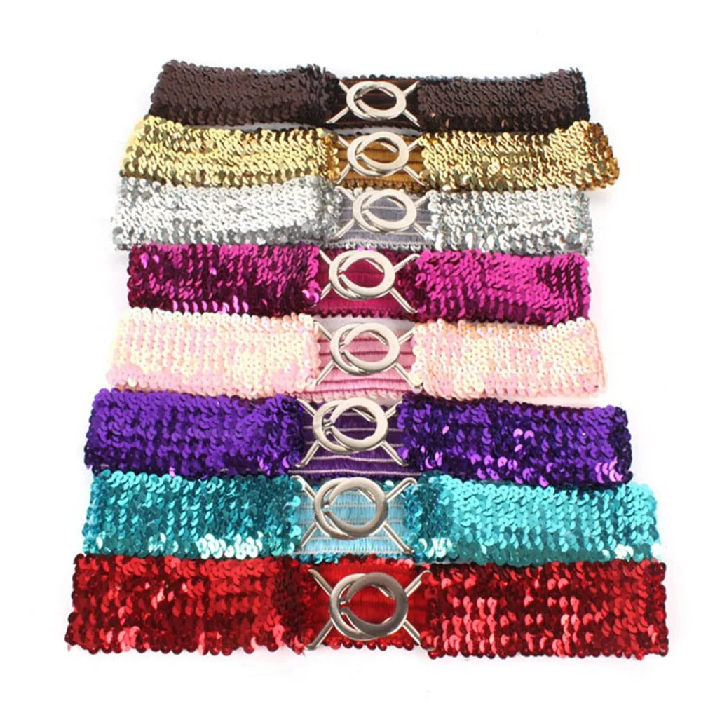 

2021 Fashion Ladies Waistband Charms Women Elastic Sequin Belly Waist Belt Casual Stretch Belt Buckle Corset Wide Waist Belts