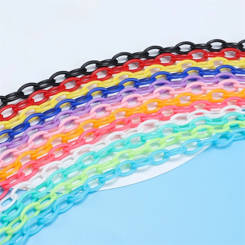 

10Pcs/Lot 50cm Colorful Acrylic Link Chain Lobster Clasp Keychains for Necklace Bracelet Making Colorful Plastic Chain Links