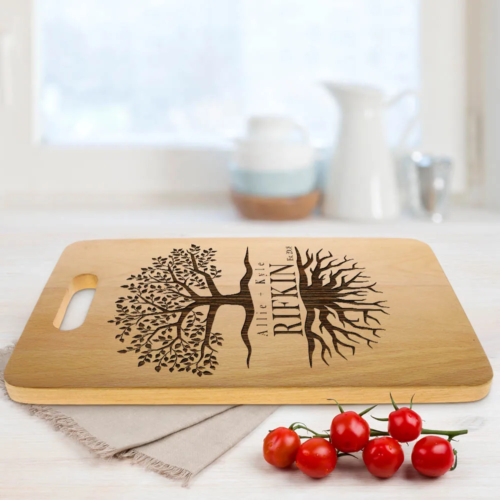 Дерево жизни Персонализированная разделочная доска лазерная гравировка Мясник