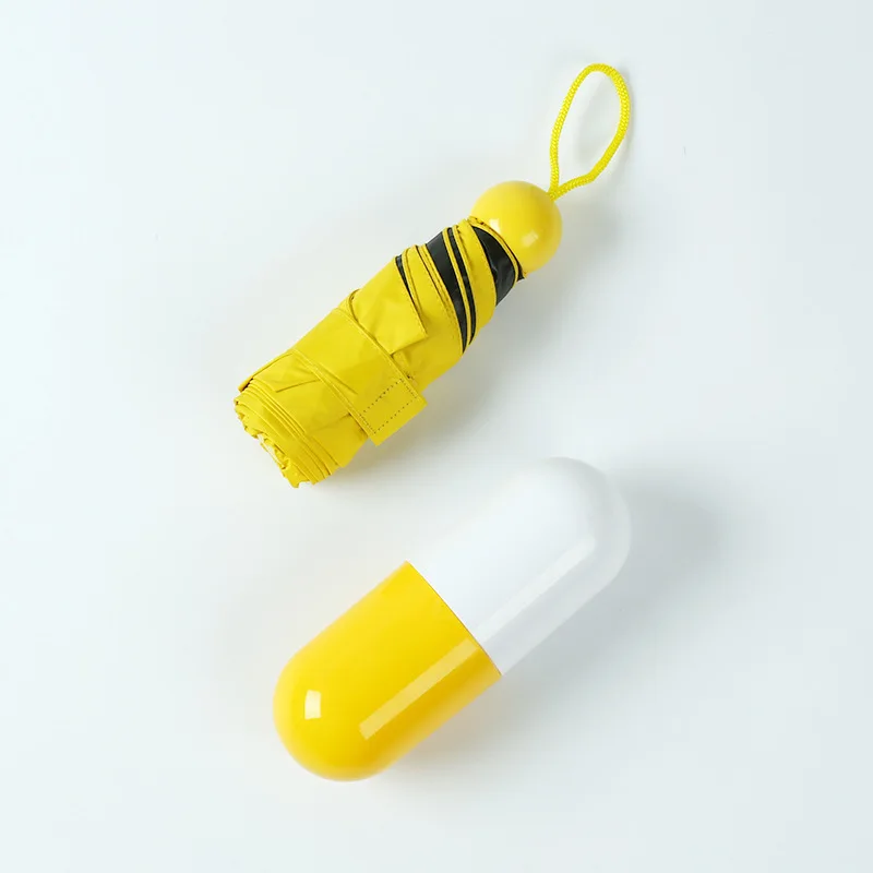 yellow Модный портативный мини-капсула анти-УФ зонтик для защиты от ветра Складные карманные зонтики дождь для женщин и мужчин - Color: yellow