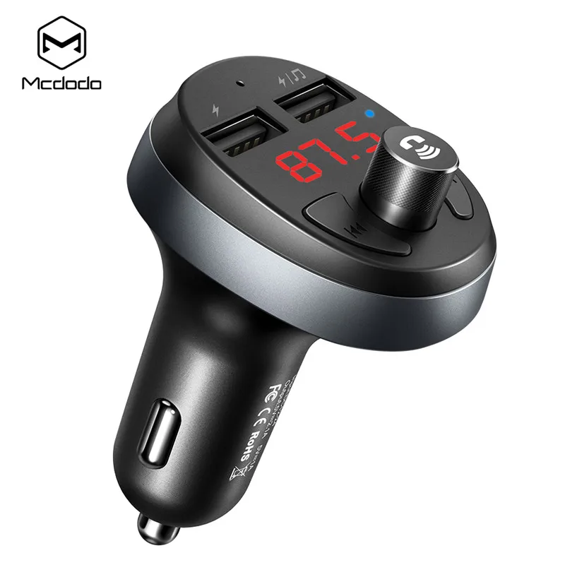 MCDODO fm-передатчик светодиодный двойной зарядное устройство USB Авто Bluetooth 4,2 громкой связи беспроводной автомобильный аудио-MP3-плеер для iPhone Xiaomi - Тип штекера: Black