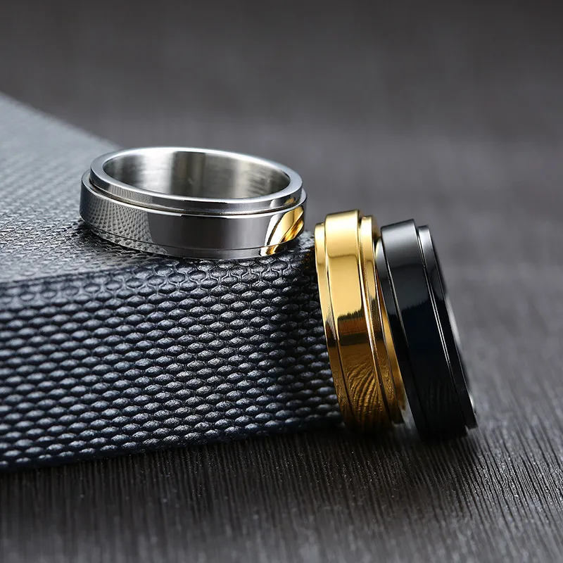 LETAPI New Personalized Black Gold Silver Color Stainless Steel Ring Spinner Men Women Custom Name Wedding Jewelry | Украшения и