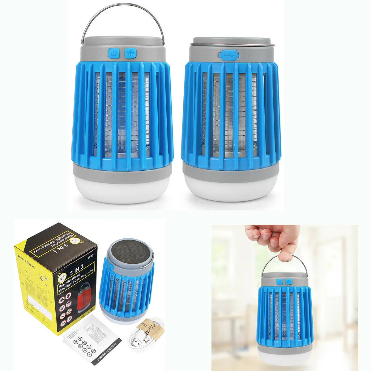 

Solar USB Mosquito Killer Light Electric Trap Lamp Fly Bug Zapper Pest Control Insect Pest Killer Trapping LED Lamp for Camping