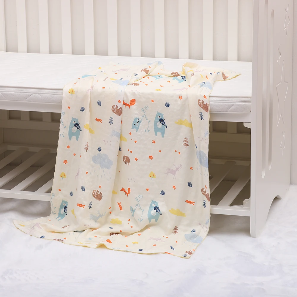 

LuMengYi Blanket Newborn Toddler Kids Girl Boy Antibacterial Bamboo Cotton Minky Baby Bedding Swaddle Forest Concert Summer Thin