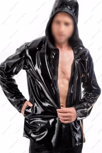 Латексный каучук Gummi Man Пальто с капюшоном стильный костюм изготовленный на