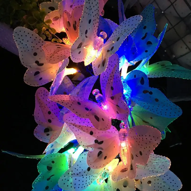 

12 / 20pcs LED Solar Powered Butterfly Fiber Optic Fairy Outdoor String Lights