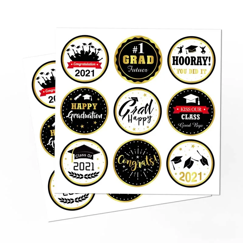 

12pcs 2021 Graduation Party Gifts Bags Congratulation Candy Bags Label Sticker Paper Gift Packaging Box School Party Supplies