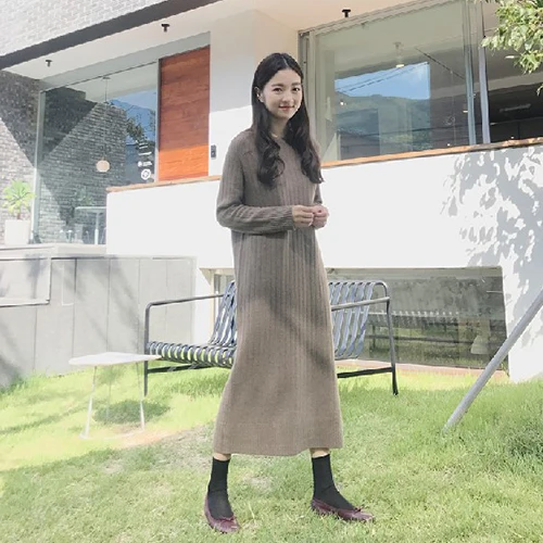 Размера плюс вязаный свитер с длинным рукавом зимнее облегающее свободное