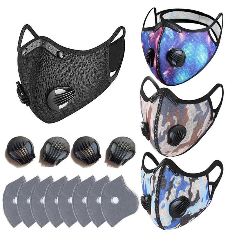 

Cycling Face Mask with Activated Carbon Filter Exhaust Valve PM2.5 Anti-Pollution Facemask Reusable Motorcycle Bike Cycling Mask