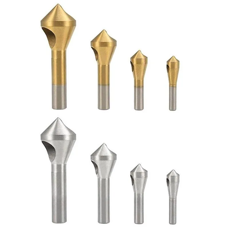 

4pcs/set Inclined Hole Chamfer Titanium-plated Oblique Hole Chamfering Tool 90 Degree High Speed Steel Chamfering Tool
