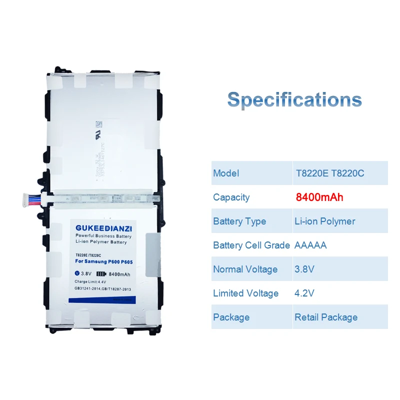 GUKEEDIANZI планшет Батарея T8220E/T8220C для samsung GALAXY Note 10,1 SM P600 P601 P605 P607 T520 T525 8400 ма-ч