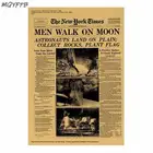Плакат Нью-Йорк Таймс Аполлон на Луну, крафт-бумага, плакат, украшение для дома, сердечник с рисунком, 50,5x35 см