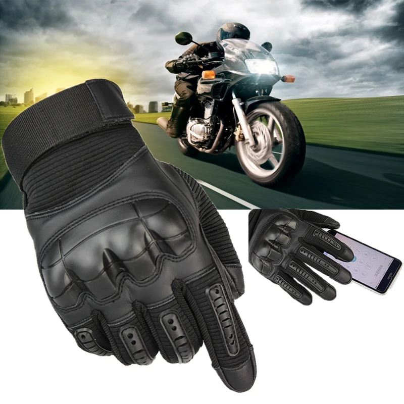 

PU Leather Motorcycle Gloves Touch Screen Motocross Glove Tactical Gear Moto Biker Racing Hard Knuckle Full Finger