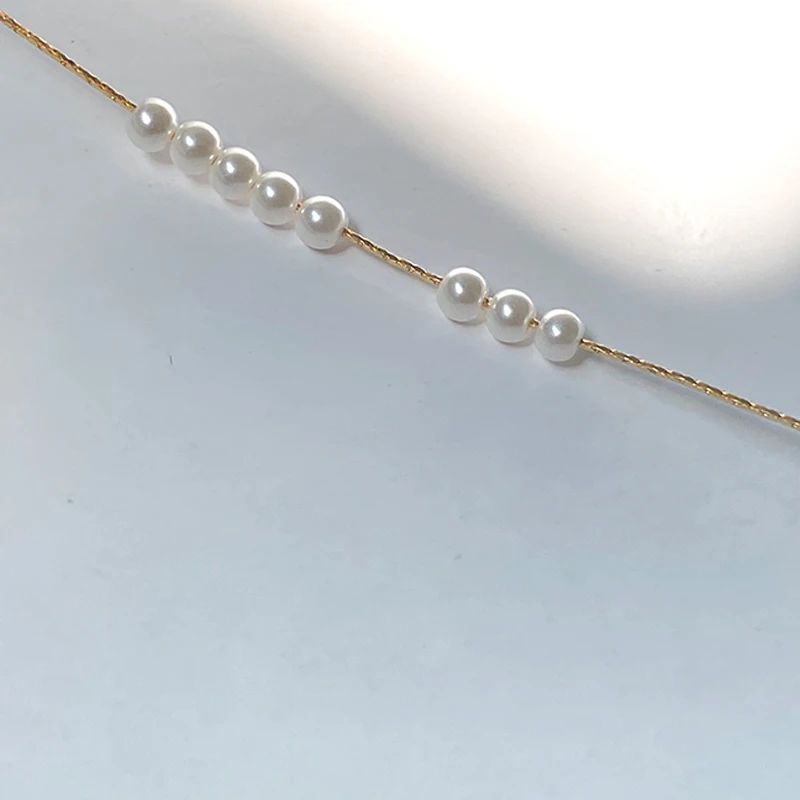

2021 New 100% Natural Pearl Link Chain Necklace Women Gold Color Lady Necklace Fashion Femme Jewelry 37cm