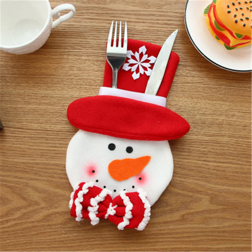 Рождественское украшение для дома Ева столовая вилка и нож Крышка шляпа хранения