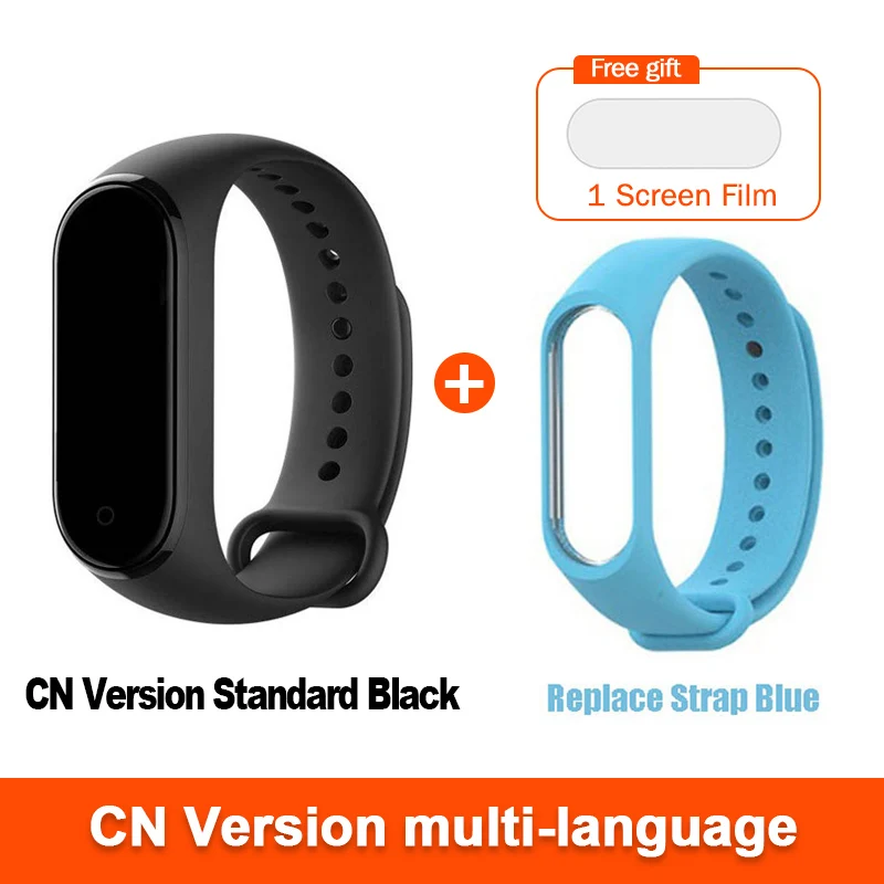 Глобальная версия опционально Xiaomi Mi Band 4 умный Браслет Пульс фитнес 135 мАч цветной экран Bluetooth 5,0 водонепроницаемый - Цвет: CN Sky-blue Strap