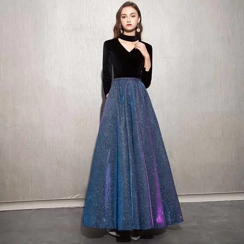 Женское платье новинка 2019 женское приталенное вечернее с длинным рукавом |