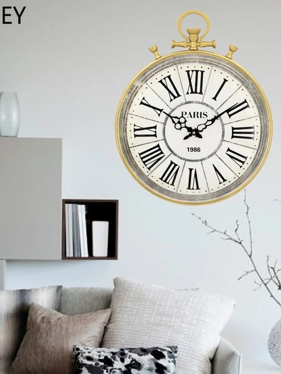 Американские винтажные большие настенные часы металлические креативные для