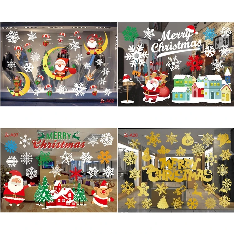 Taoup Merry новогодние наклейки на окно Noel Снежинка Санта-Клаус рождественские наклейки на стену украшения Рождественские украшения для дома