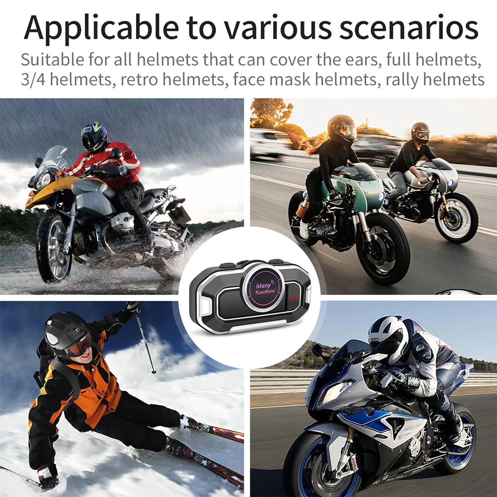 

With Microphone Easy Install Hands Free Waterproof Motorcycle Helmet Headphone Call Automatically Riding Universal 5.0