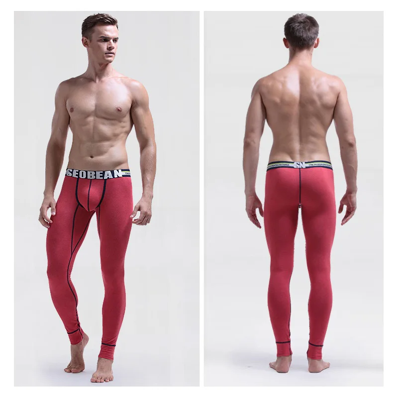 Новые мужские базовые цветные однотонные хлопковые кальсоны термобелье модные