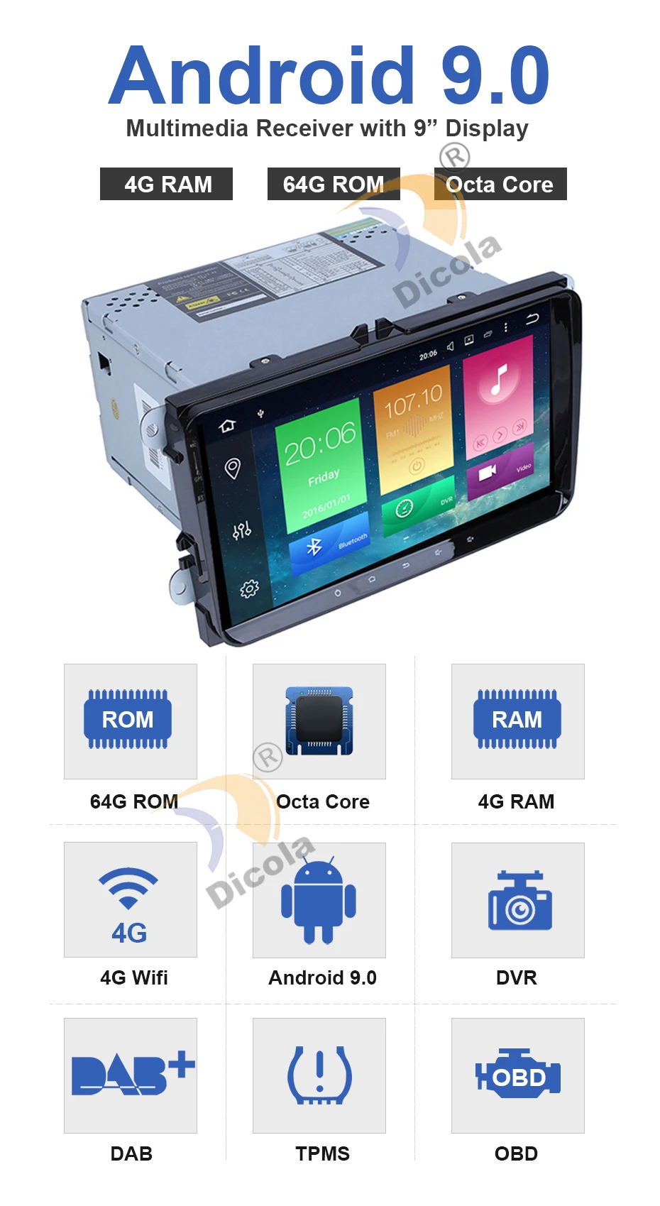 4G+ 64G PX5 ips HD android 9 автомобильный dvd для vw passat b6 b7 golf 5 6 tiguan polo octavia rapid fabia мультимедийный навигационный плеер