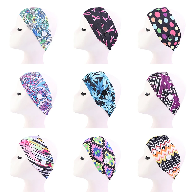 

Men Women Sweatband Headbands With Buttons Running Yoga Elastic Hair Band
