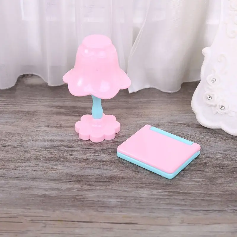Casa de mu&ntilde;ecas creativa en miniatura para ni&ntilde;os, l&aacute;mpara de escritorio de computadora port&aacute;til moderna, muebles, juguete de imitaci&oacute;n-3