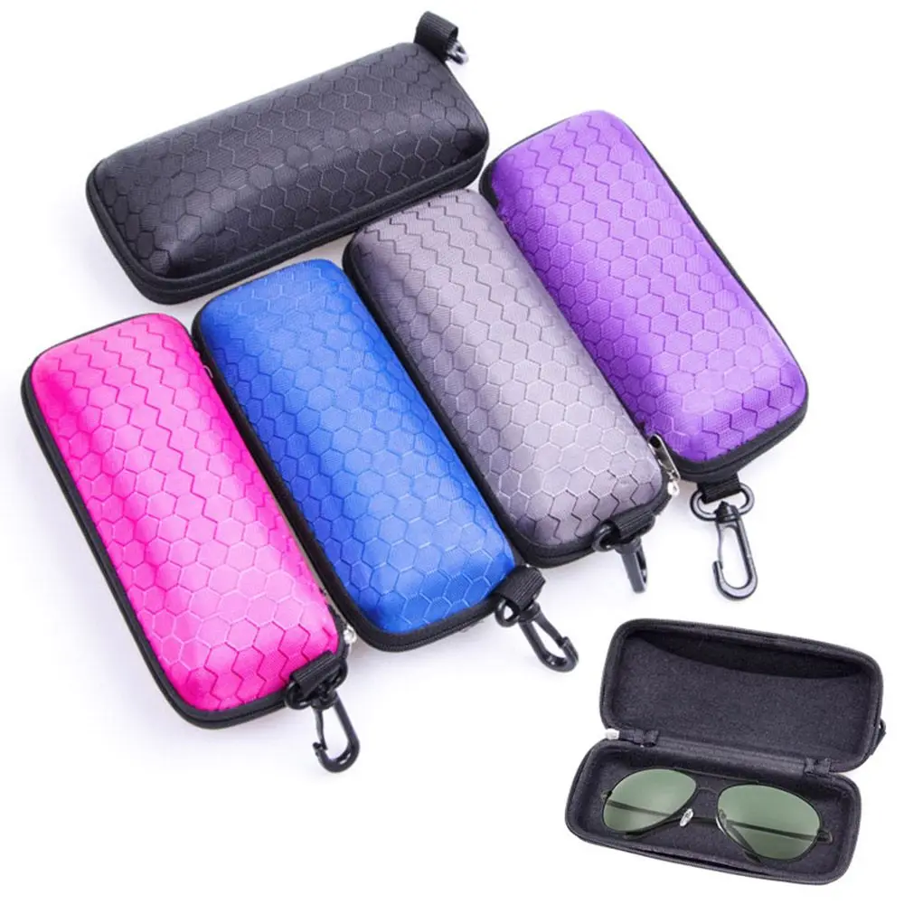

Fashion Protable Rectangle Zipper Sunglasses Hard Eye Glasses Case Eyewear Sunglasses Pouch Protector Box Holder With Hook