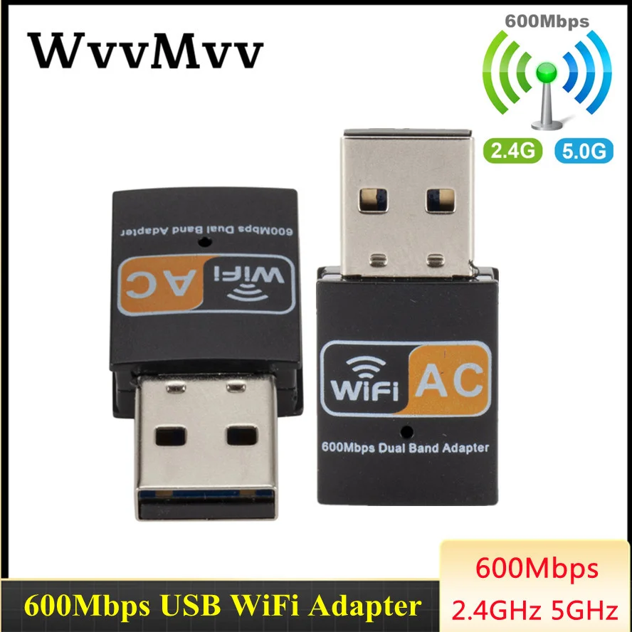 WVVMVV USB WiFi адаптер 600 Мбит/с 2 4 ГГц 5 антенна двухдиапазонный 802.11b/n/g/ac мини