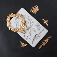 royalty crown wreath bee silicone mold for fondant cake decor cupcakes sugarcraft cookies cards and clay bakeware tools
