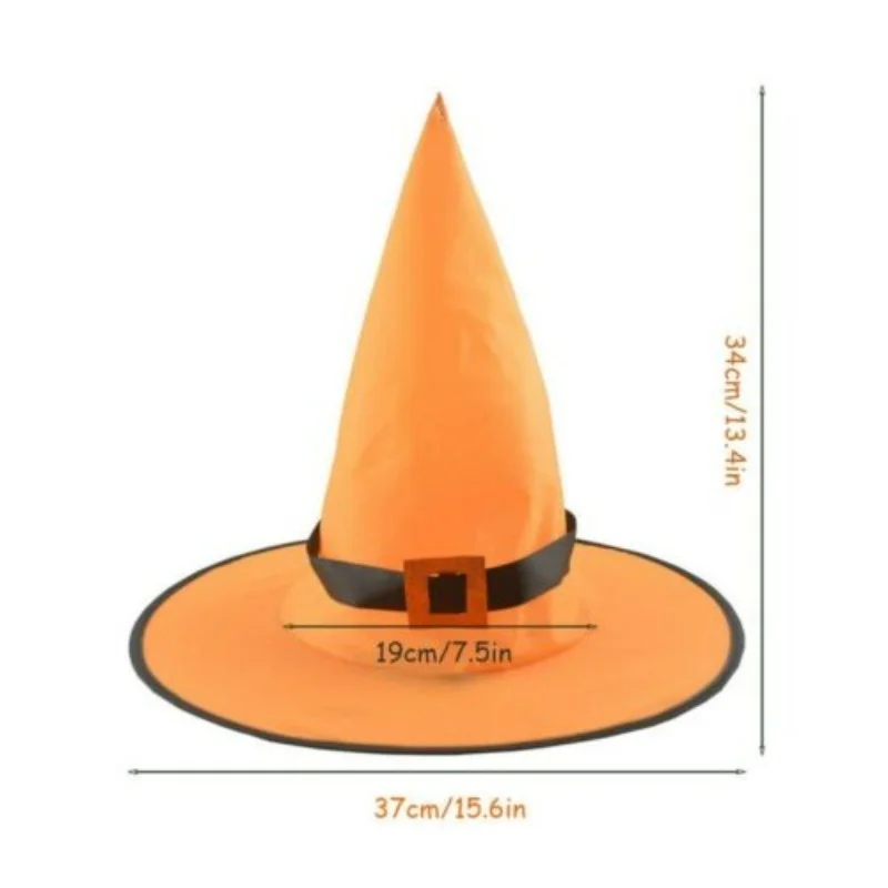 

Halloween Glowing Orange Witch Hat Makeup Party Wizard Hat Color Play Halloween Decoration Gift Holiday Decoration Supplies