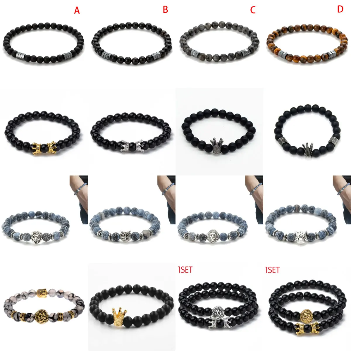 1 шт/2 шт мужской браслет из натурального лунного камня Тибетский Будды мужские